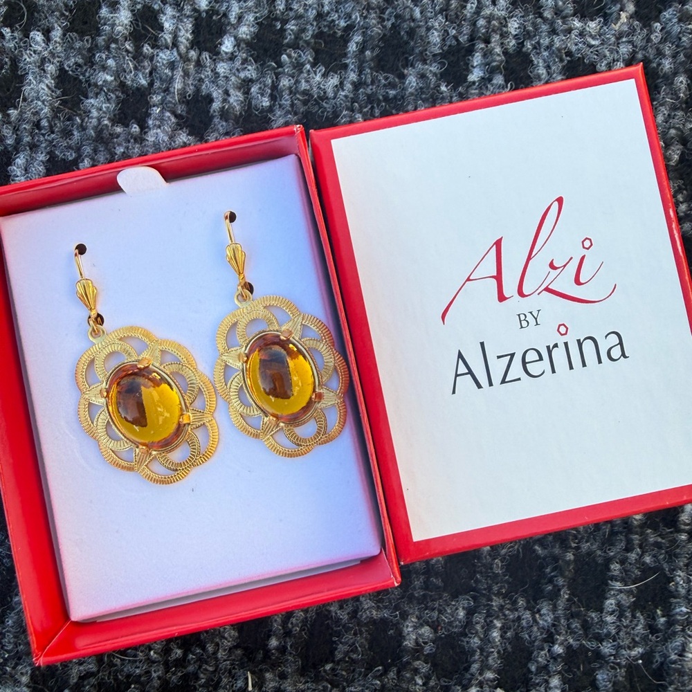Gold and Amber Earrings